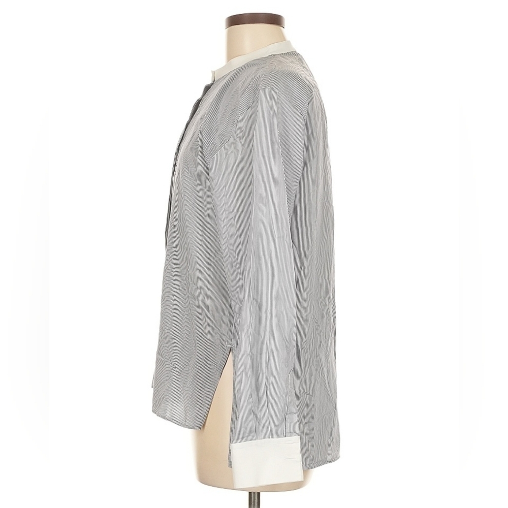 Fendi Striped Cotton Mock Neck Button Blouse - EU 42 / US 6 - EUC - Picture 4 of 13